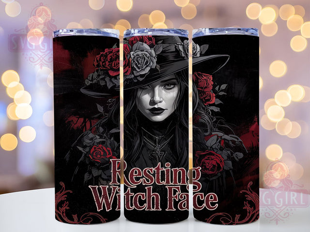 Resting Witch Face Floral Tumbler Wrap, Funny Witch Tumbler, Gothic Roses, Witchy Tumbler, Floral Tumbler, Halloween Tumbler, 20oz Tumbler Wrap Sublimation SvggirlplusArt 