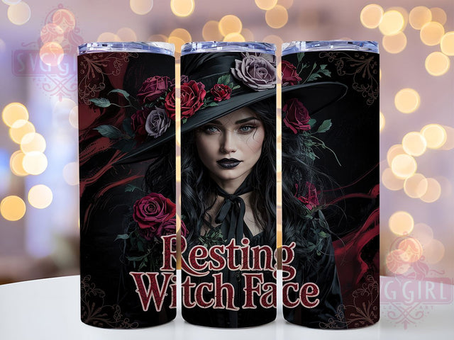 Resting Witch Face Floral Tumbler Wrap, Funny Witch Tumbler, Gothic Roses, Witchy Tumbler, Floral Tumbler, Halloween Tumbler, 20oz Tumbler Wrap Sublimation SvggirlplusArt 