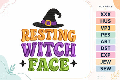 Resting Witch Face Halloween Embroidery Design Embroidery/Applique DESIGNS sg embroidery 