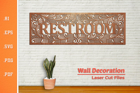 Restroom Wall Sign Decoration - Laser Cut SVG SVG Slim Studio 