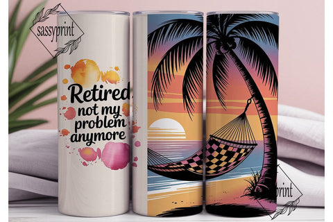 Retired Beach Life 20oz Tumbler Wrap Sublimation sassyprint 