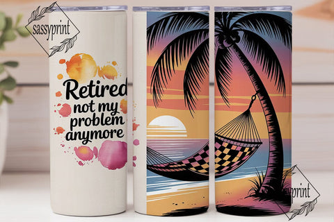 Retired Beach Life 20oz Tumbler Wrap Sublimation sassyprint 