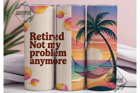 Retired Beach Life 20oz Tumbler Wrap Sublimation sassyprint 