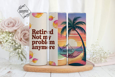 Retired Beach Life 20oz Tumbler Wrap Sublimation sassyprint 