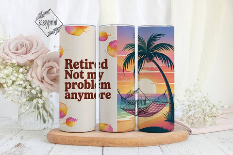 Retired Beach Life 20oz Tumbler Wrap Sublimation sassyprint 