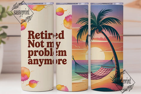 Retired Beach Life 20oz Tumbler Wrap Sublimation sassyprint 