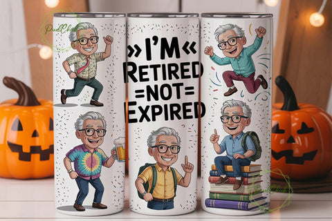 Retired Not Expired 20oz Tumbler Wrap Sublimation PixelChick 