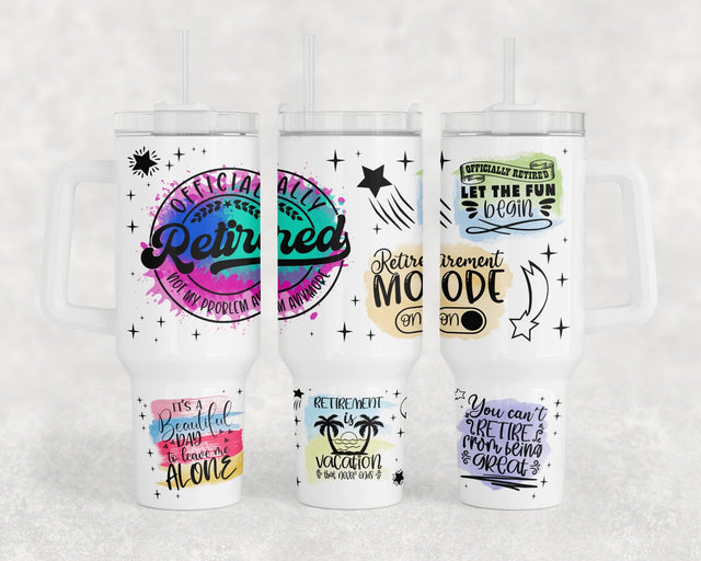 Retirement 40oz Tumbler Wrap, Officially Retired 40oz Quencher Tumbler Sublimation Design, Retirement 2025 Tumbler PNG File Sublimation HappyDesignStudio 