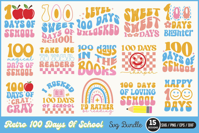 Retro 100 Days Of School Svg Bundle SVG Regulrcrative 