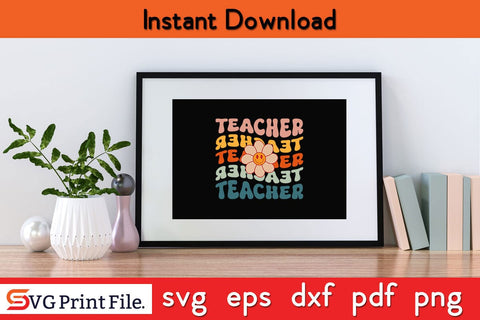 Retro 100 Days Of School Teacher Funny School SVG PNG Craft Cut File SVG SVG Print File 