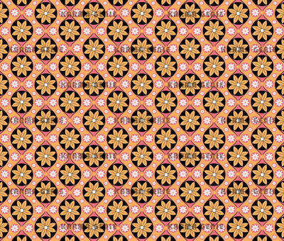 Retro 1960s Flower Power Orange And White Daisy Flowers Pattern Digital Paper Digital Pattern Karma Genie Graphics 