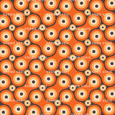 Retro 1970s Abstract Funky Orange Shapes Pattern Digital Paper Digital Pattern Karma Genie Graphics 