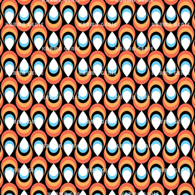 Retro 1970s Mid Century Colorful Abstract Teardrop Pattern Digital Paper Digital Pattern Karma Genie Graphics 