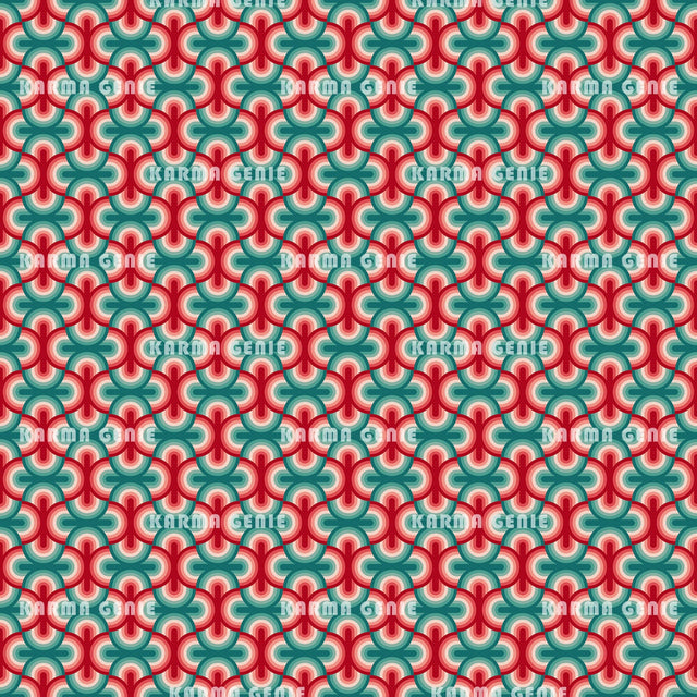 Retro 1970s Style Red And Green Mid Century Pattern Digital Paper Digital Pattern Karma Genie Graphics 