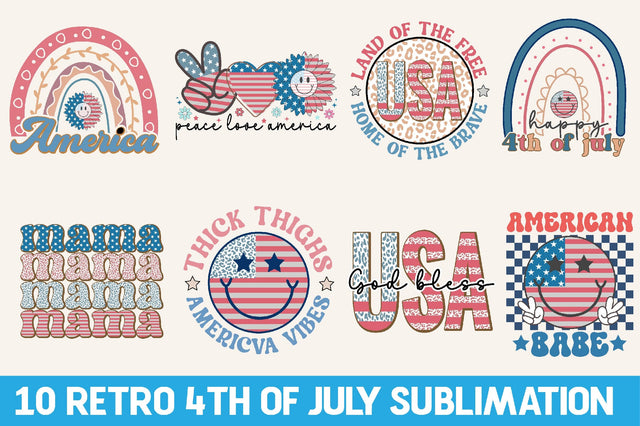 Retro 4th Of July sublimation bundle Sublimation Rupkotha 