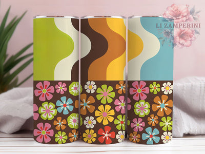Retro 60s 70s Groovy Flower Tumbler, 60s Style, 70s Vibes, Groovy Wrap, Sublimation Art, 20oz Tumbler, Vintage Design Sublimation Li Zamperini 