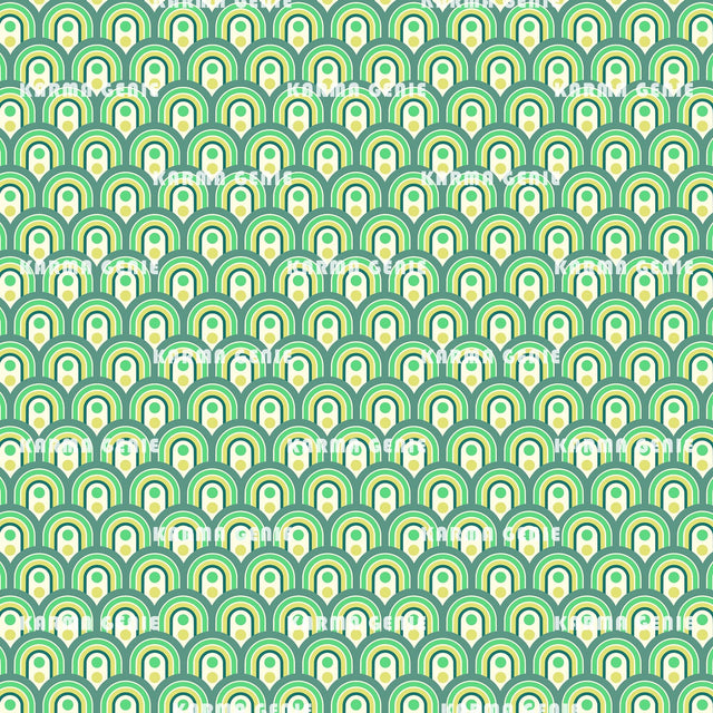 Retro 60s 70s Groovy Green Vintage Mid Century Pattern Digital Paper Digital Pattern Karma Genie Graphics 