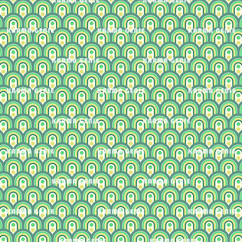 Retro 60s 70s Groovy Green Vintage Mid Century Pattern Digital Paper Digital Pattern Karma Genie Graphics 