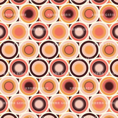 Retro 60s 70s Mid Century Circles And Suns Funky Seventies Style Pattern Digital Paper Digital Pattern Karma Genie Graphics 