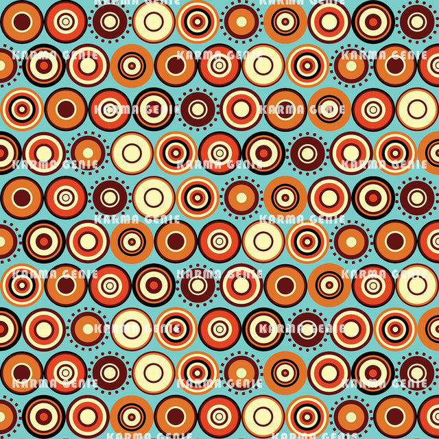 Retro 60s 70s Mid Century Groovy Circles Pattern Digital Paper Digital Pattern Karma Genie Graphics 