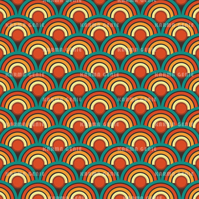 Retro 60s 70s Rainbow Sunrise Vintage Bohemian Mid Century Pattern Digital Paper Digital Pattern Karma Genie Graphics 