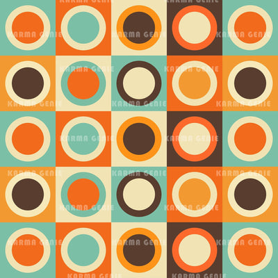 Retro 60s 70s Squares And Circles Funky Vintage Bohemian Pattern Digital Paper Digital Pattern Karma Genie Graphics 