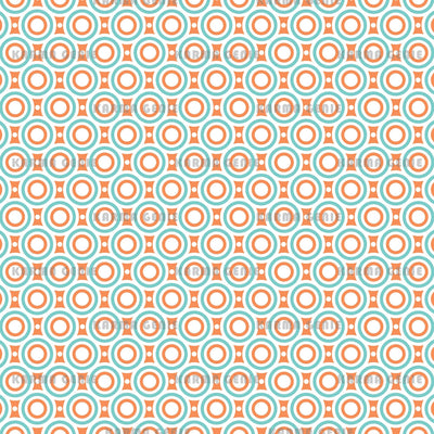 Retro 70s Blue Orange White Circles & Spots Vintage Pattern Digital Paper Digital Pattern Karma Genie Graphics 