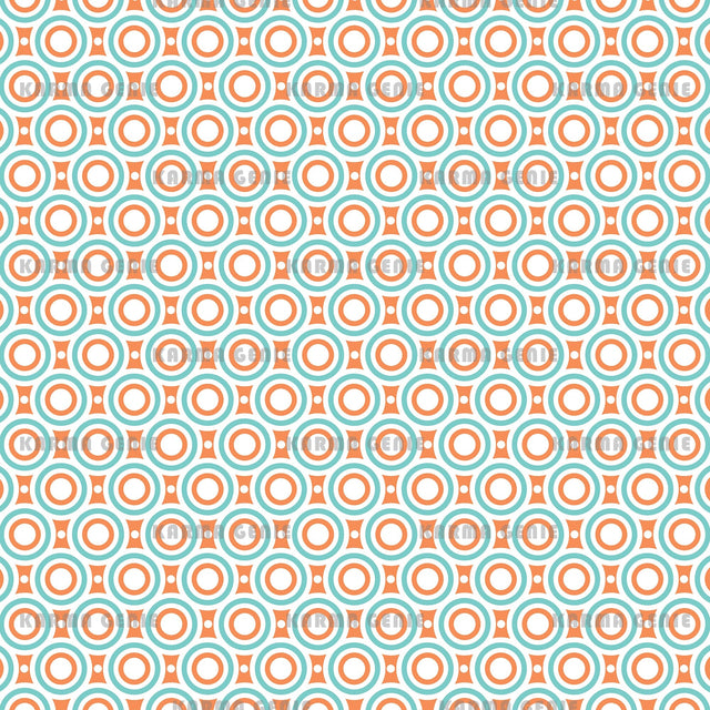 Retro 70s Blue Orange White Circles & Spots Vintage Pattern Digital Paper Digital Pattern Karma Genie Graphics 