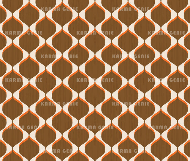 Retro 70s Brown Orange Mid Century Pattern With Wood Texture Digital Paper Digital Pattern Karma Genie Graphics 