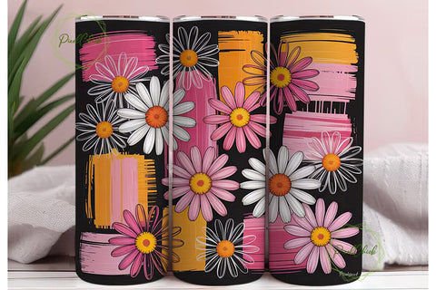 Retro 70s Daisy 20oz Tumbler Wrap Sublimation PixelChick 