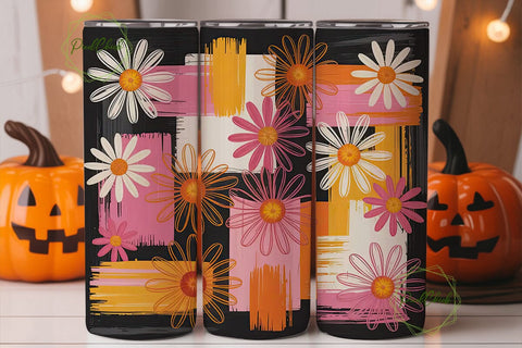 Retro 70s Daisy 20oz Tumbler Wrap Sublimation PixelChick 