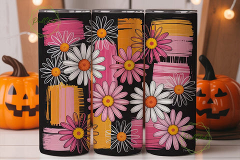 Retro 70s Daisy 20oz Tumbler Wrap Sublimation PixelChick 