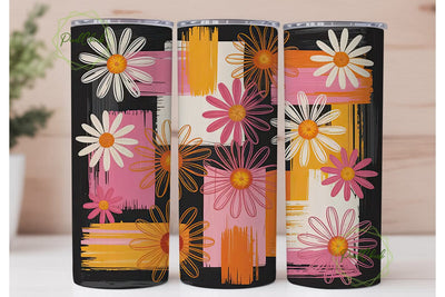 Retro 70s Daisy 20oz Tumbler Wrap Sublimation PixelChick 