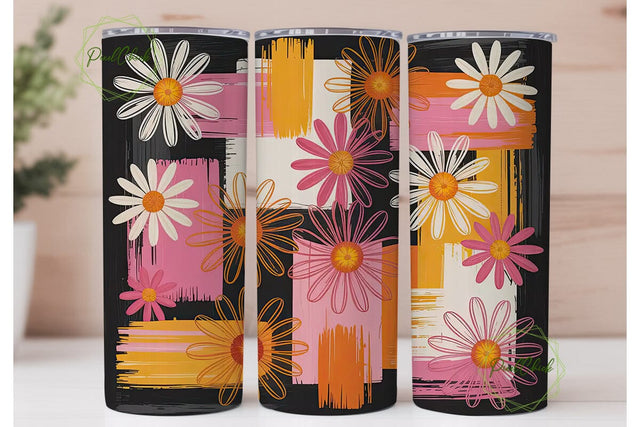 Retro 70s Daisy 20oz Tumbler Wrap Sublimation PixelChick 