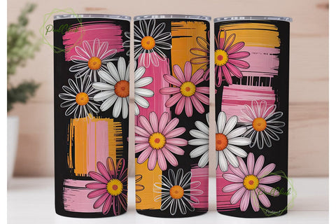 Retro 70s Daisy 20oz Tumbler Wrap Sublimation PixelChick 