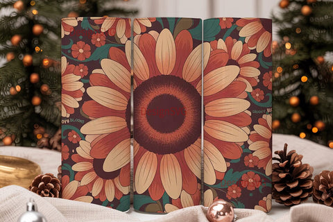 Retro 70s Floral 20oz Tumbler Sublimation DesignSVG 