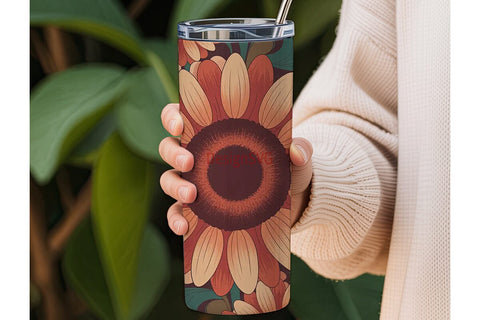 Retro 70s Floral 20oz Tumbler Sublimation DesignSVG 