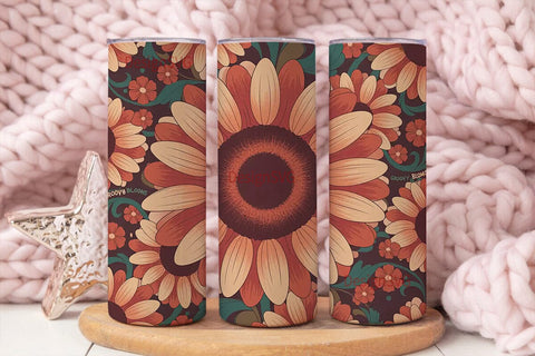 Retro 70s Floral 20oz Tumbler Sublimation DesignSVG 
