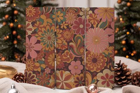 Retro 70s Floral 20oz Tumbler Sublimation DesignSVG 