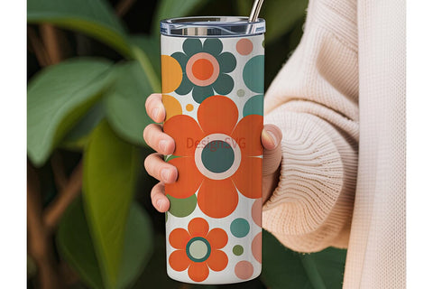 Retro 70s Flower Power 20oz Tumbler Wrap Sublimation DesignSVG 