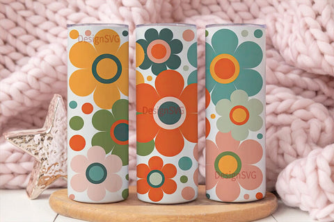 Retro 70s Flower Power 20oz Tumbler Wrap Sublimation DesignSVG 