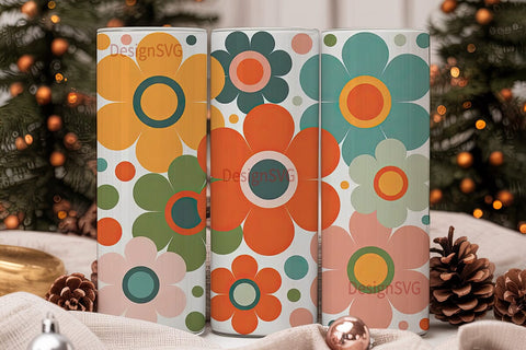 Retro 70s Flower Power 20oz Tumbler Wrap Sublimation DesignSVG 