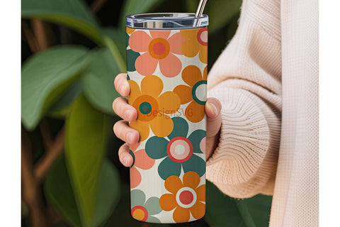 Retro 70s Flower Power 20oz Tumbler Wrap Sublimation DesignSVG 