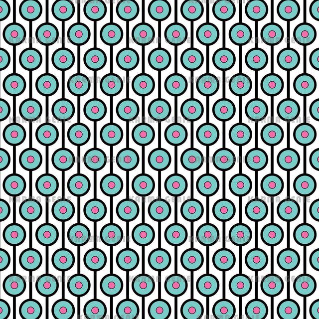 Retro 70s Mid Century Blue & Pink Circles Seventies Pattern Digital Paper Digital Pattern Karma Genie Graphics 
