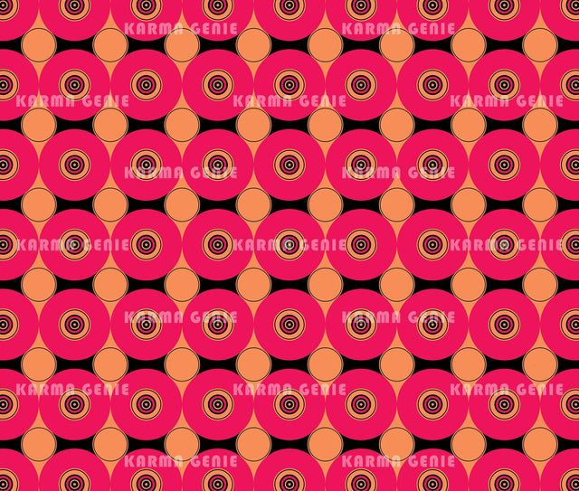 Retro 70s Mid Century Pink And Orange Circles Background Pattern Digital Paper Digital Pattern Karma Genie Graphics 