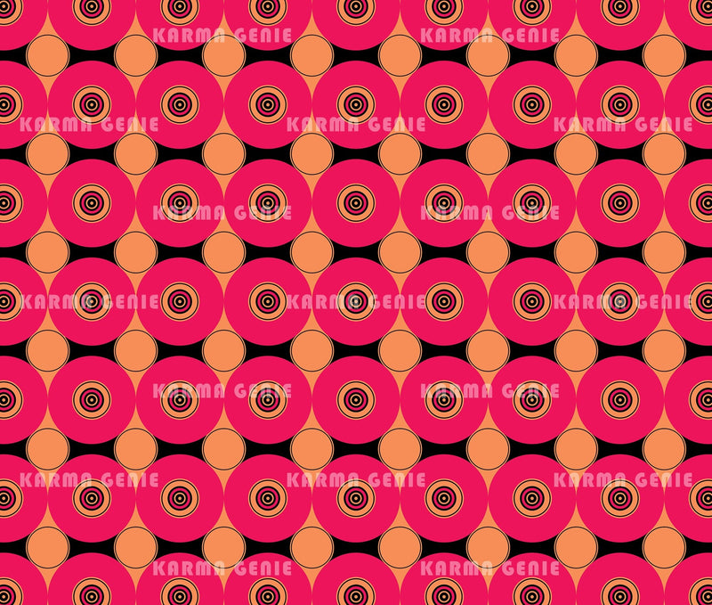 Retro 70s Mid Century Pink And Orange Circles Background Pattern Digital Paper Digital Pattern Karma Genie Graphics 