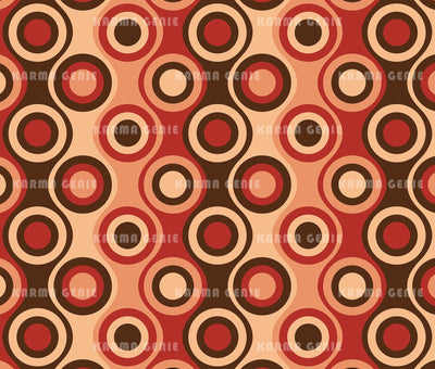 Retro 70s Red Brown Orange Circles Mid Century Vintage Pattern Digital Paper Digital Pattern Karma Genie Graphics 