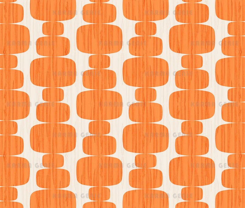 Retro 70s Stacked Orange Rectangle Shapes With Wood Texture Digital Paper Digital Pattern Karma Genie Graphics 