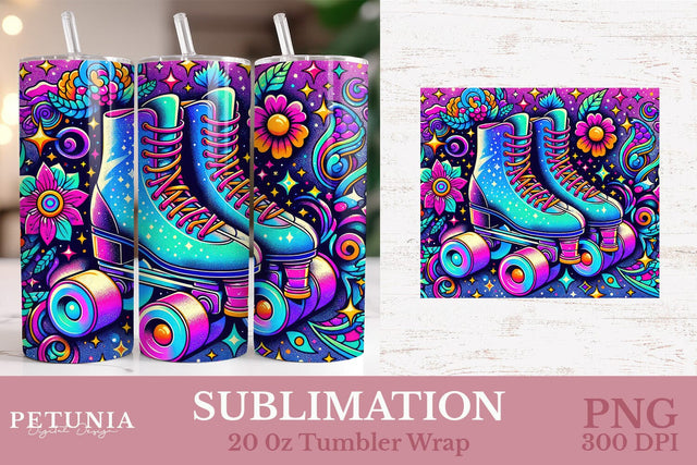 Retro 80s | 20oz Skinny Tumbler Wrap Sublimation PNG Design Sublimation Petunia Digital Design 
