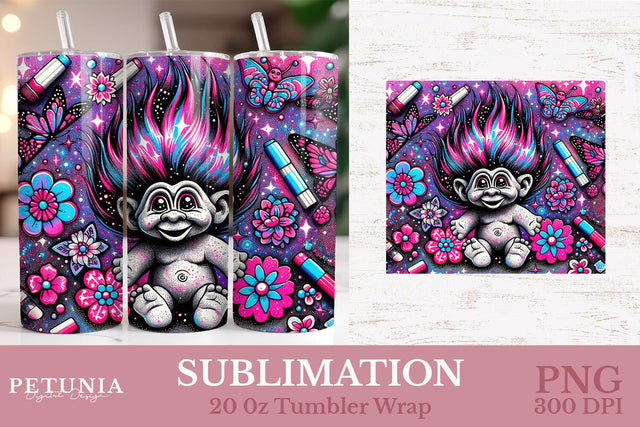 Retro 80s | 20oz Skinny Tumbler Wrap Sublimation PNG Design Sublimation Petunia Digital Design 